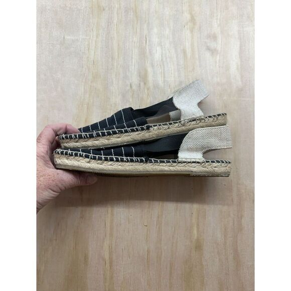 Women's Navy Blue Striped Espadrille Flats - Picture 5 of 5